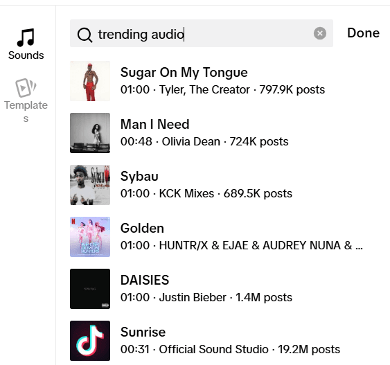 tiktok sound search