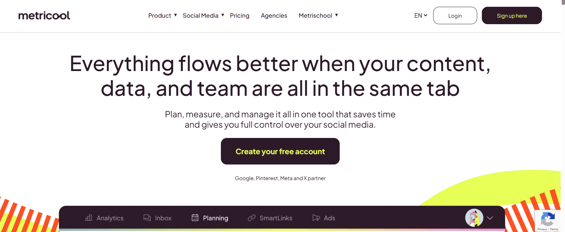 Free social media management tool Metricool