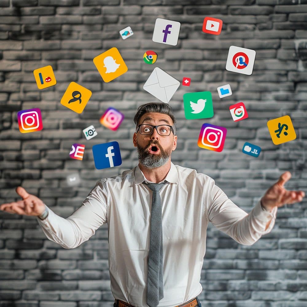 marketer planning a strategy for social media marketing across platforms like Instagram and LinkedIn